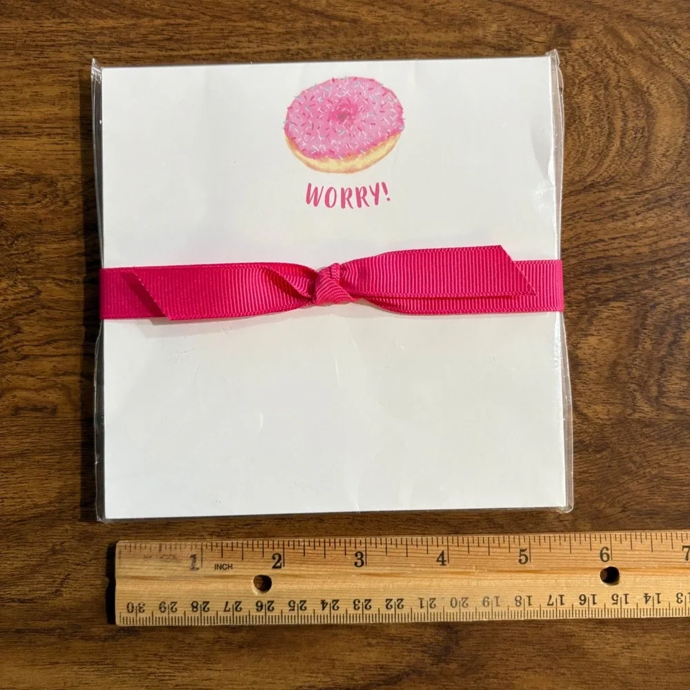 Pun Fun Gift Donut Worry Pink‎ Notepad Desk Stationery Made in USA 50 Pages